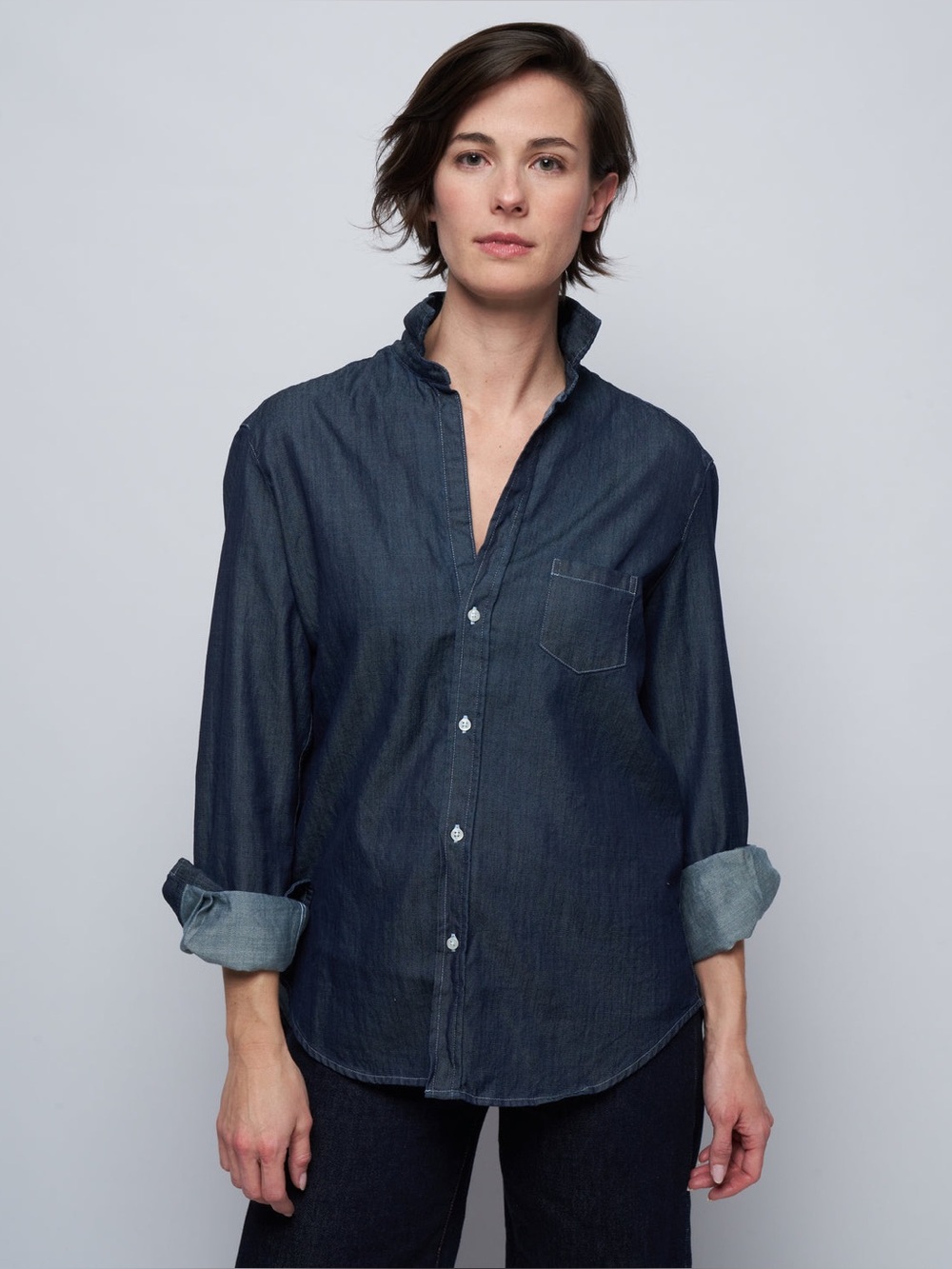 Frank & Eileen Eileen Button-Up Denim Shirt Size: XL Raw Rinse